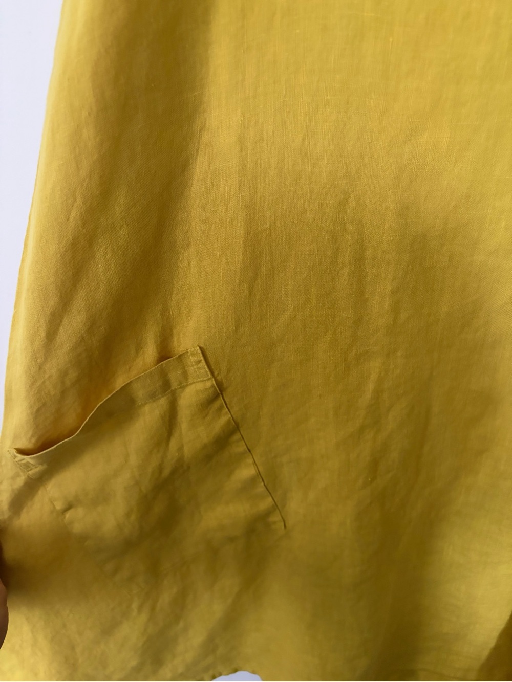 BRYN Walker 100% Linen Sleeveless Cowl Neck Tunic - Mustard Yellow - Medium - Picture 7 of 12
